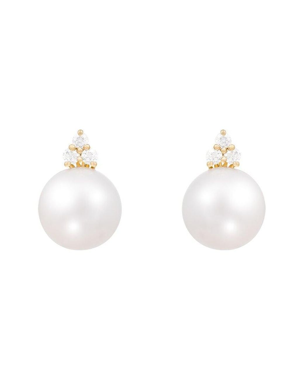 Splendid White 14k 0.30 Ct. Tw. Diamond & 9-10mmmm Pearl Earrings