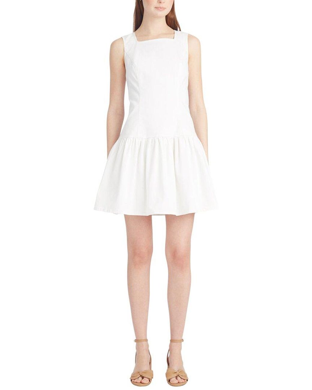 Draper James White Colette Tailored Flounce Dress