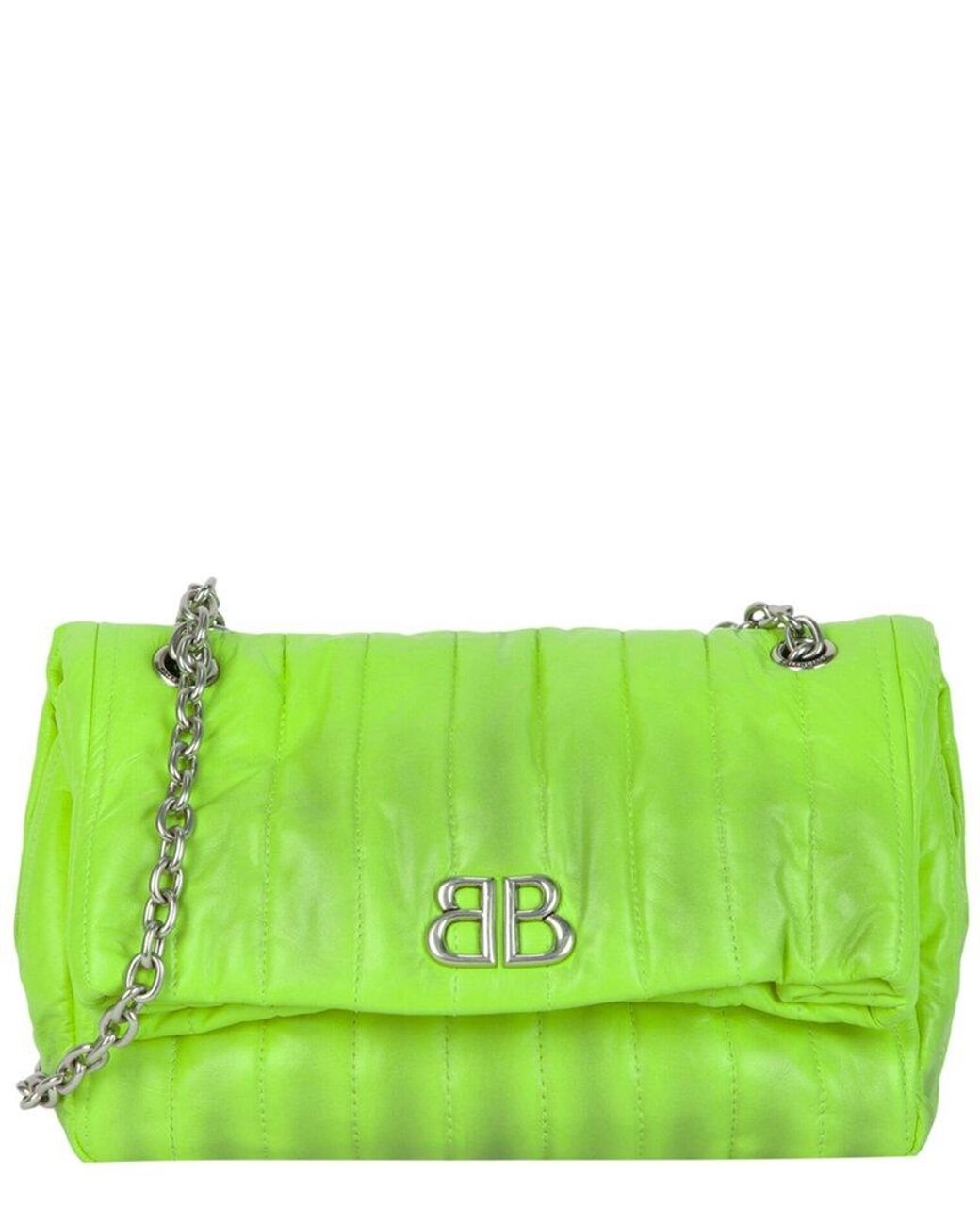 Balenciaga Green Monaco Sprayed Quilted Small Leather Chain Bag