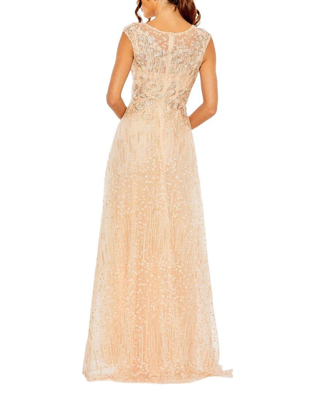 Mac Duggal Natural Lace Embroidered Detail Gown