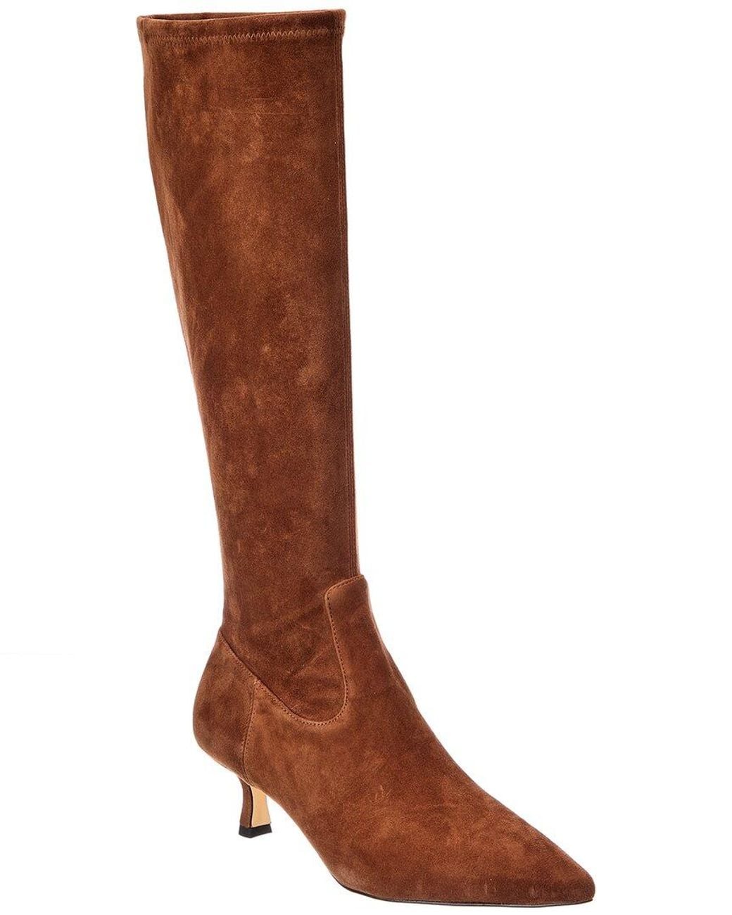 Stuart Weitzman Brown Isla Zip Suede Knee-High Boot