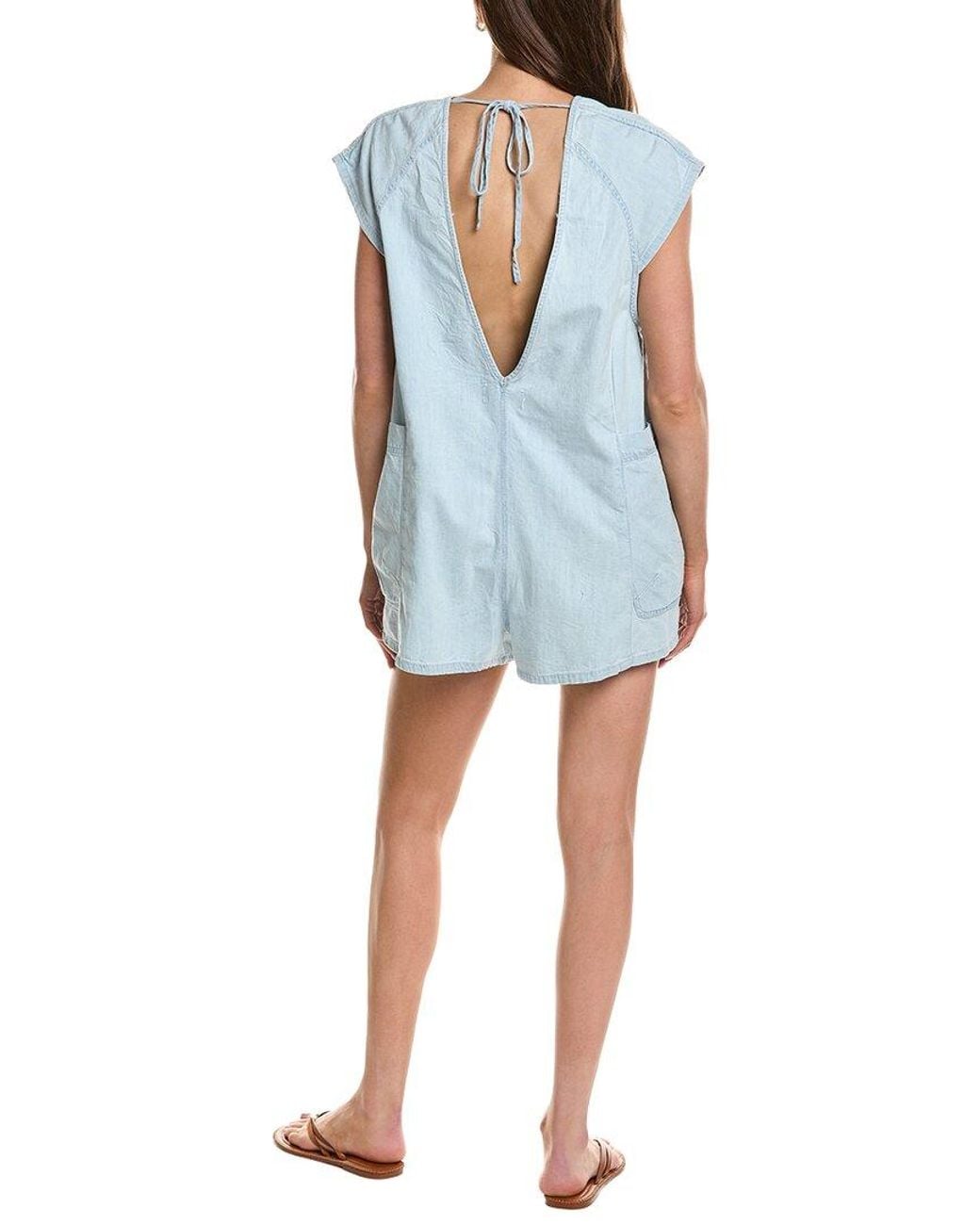 Free People Blue Free Fall Denim Romper