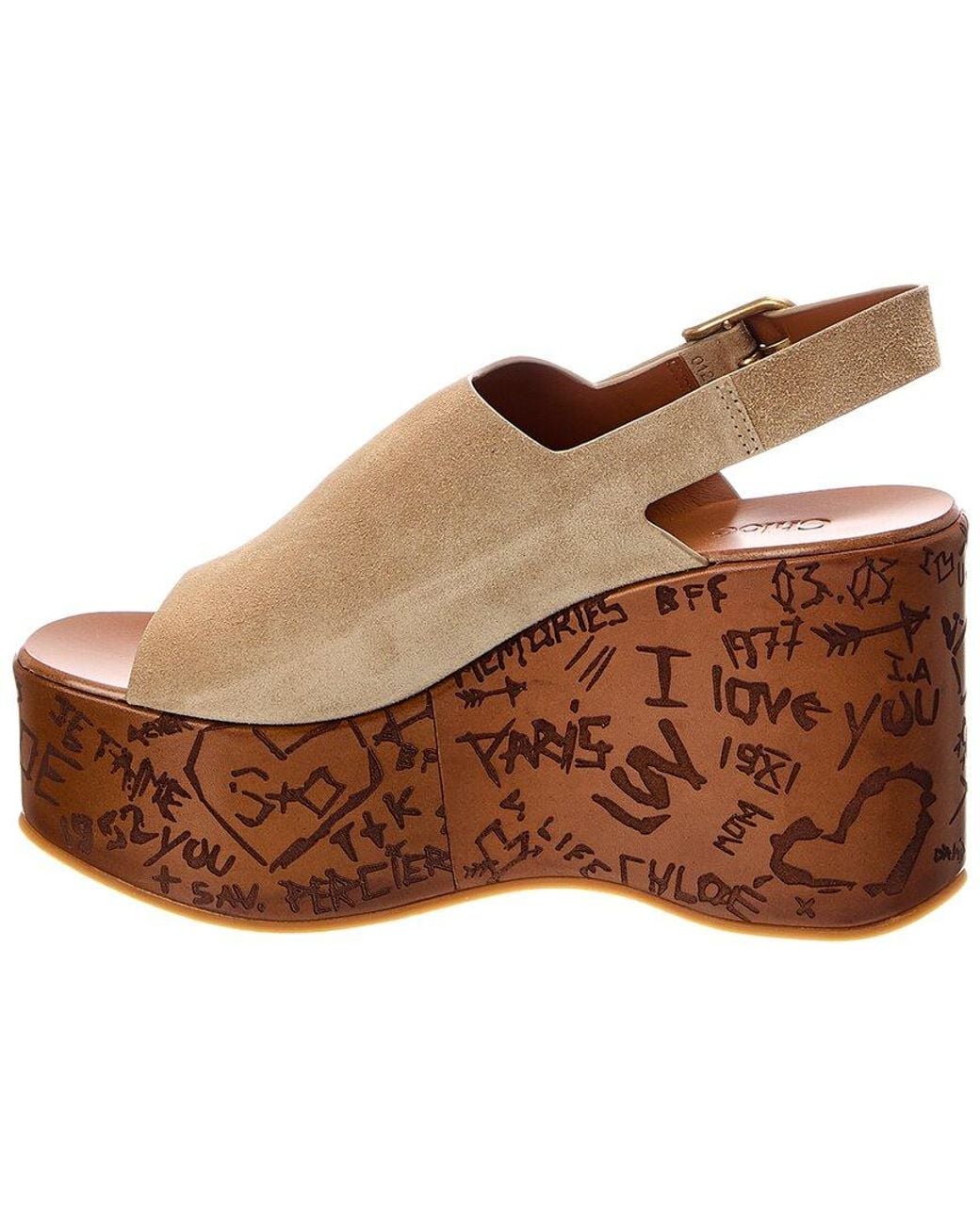 Chloé Brown Maxime Suede Wedge Sandal