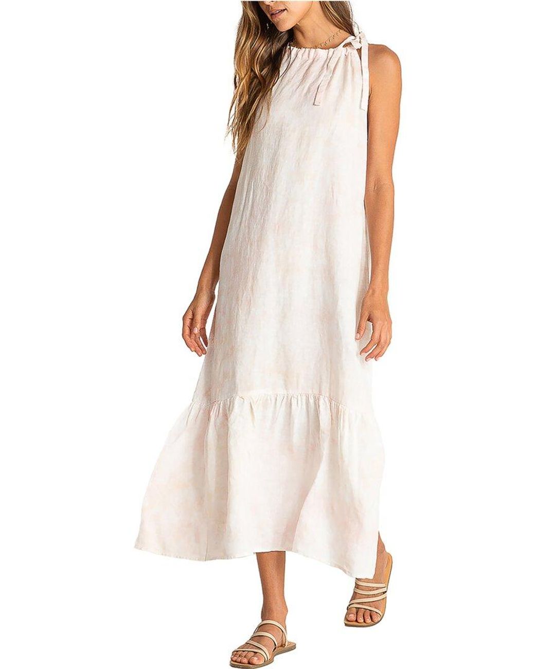 Bella Dahl Ruffle Hem Halter Linen Maxi Dress in White | Lyst