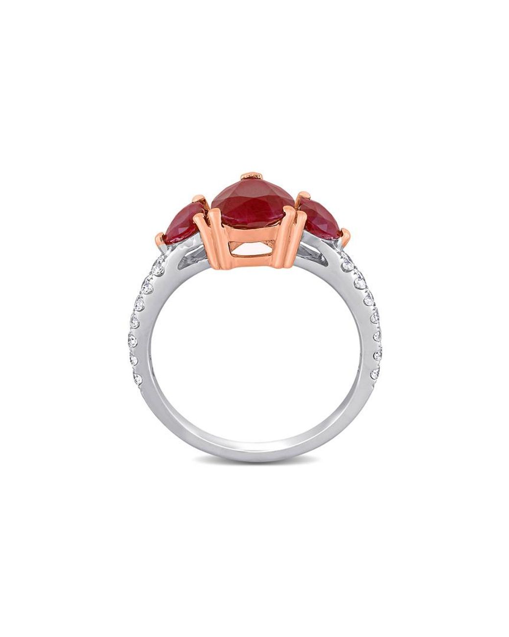 Diamond Select Cuts Red 14K Two-Tone 3.10 Ct. Tw. Diamond & Ruby Ring