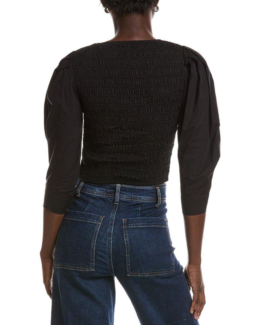 Ganni Black Poplin Smock Blouse