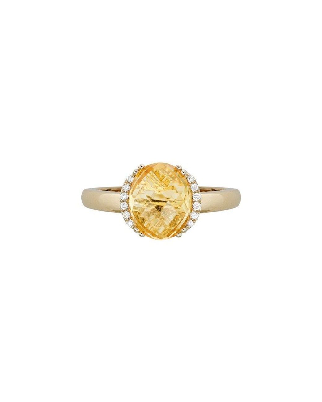 Diamond Select Cuts Metallic 14K Diamond .06 Ct. & 3.98 Ct. Citrine Ring