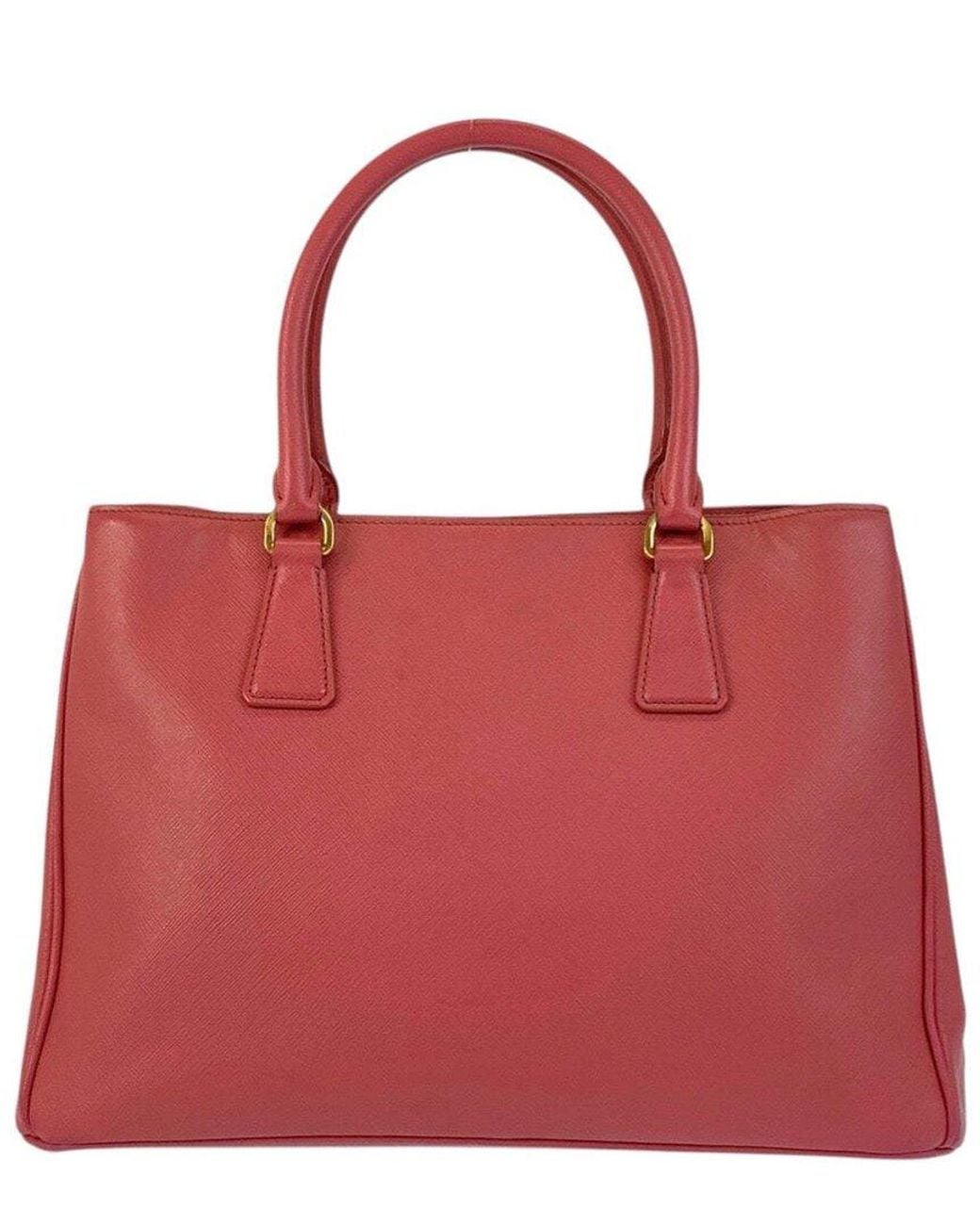 Prada Red Leather Triangle Logo Tote Bag (Authentic Pre-Loved)