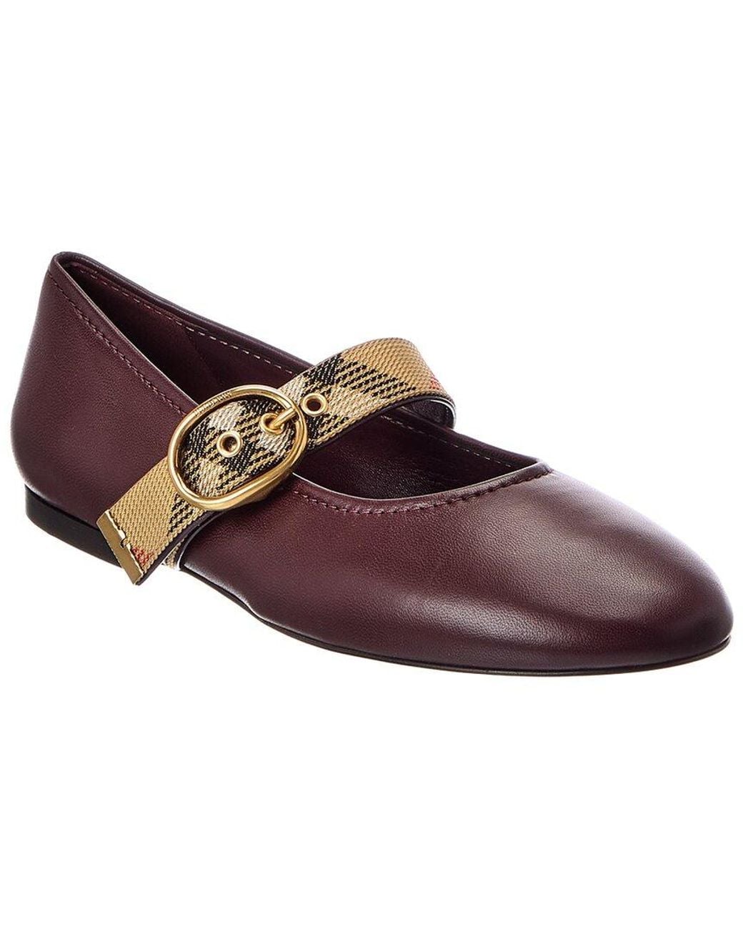 Burberry Brown Check Robin Leather Ballerina Flat
