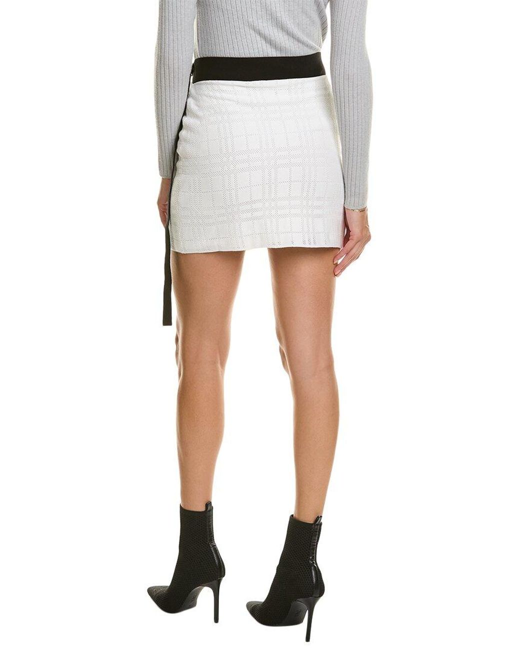 Burberry White Technical Check Skirt