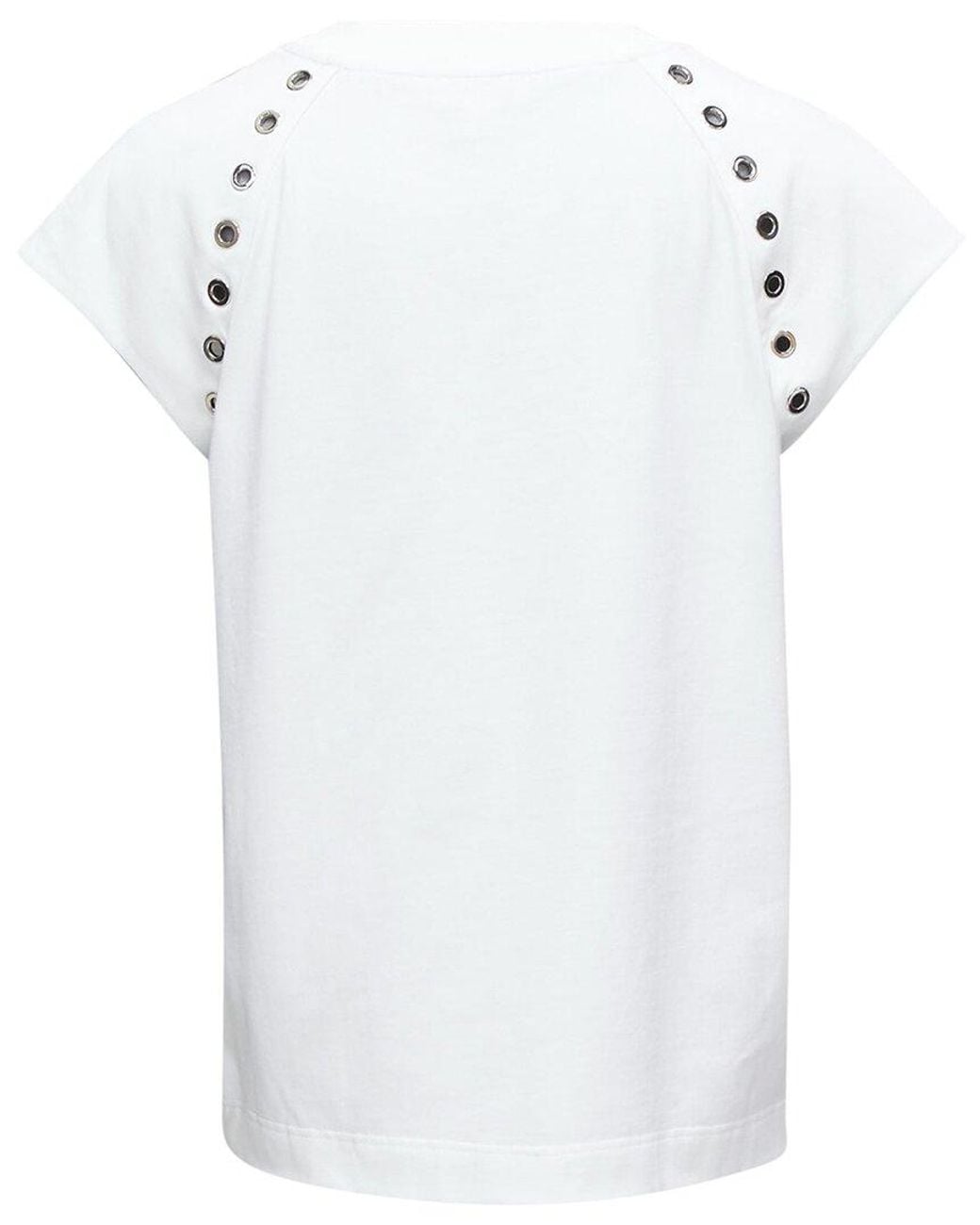 McQueen White Eyelet Detail Studded Top, Size It (Authentic Pre-Loved)