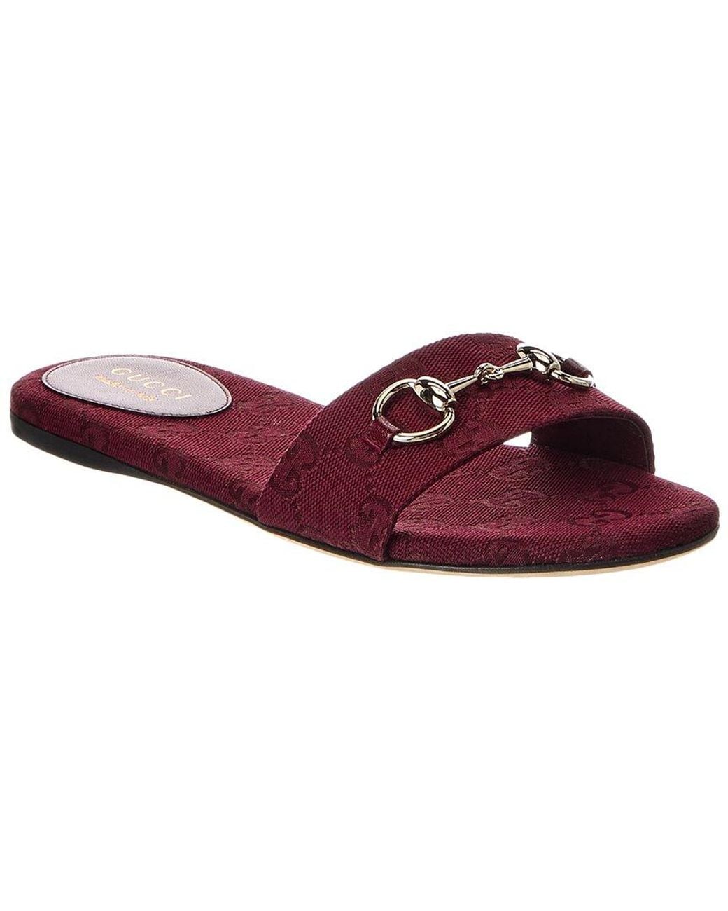 Gucci Red Horsebit Gg Canvas Sandal