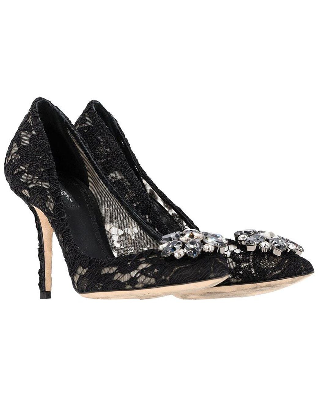 Dolce & Gabbana Black Lace Pump With Brooch (Authentic Pre-Loved)