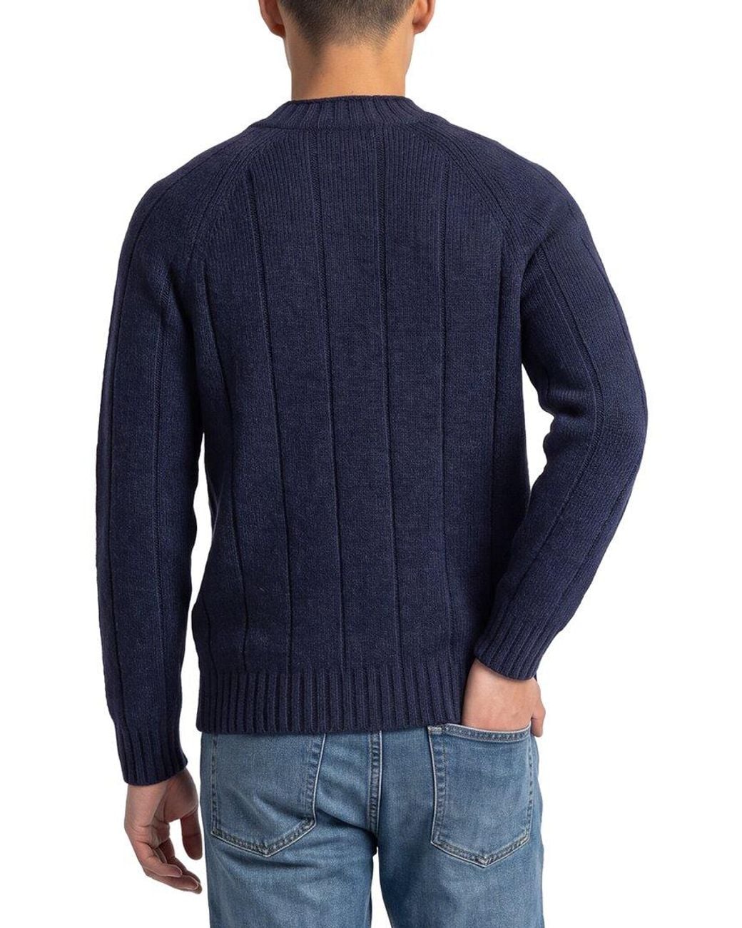 Raffi Blue Jersey 1/4-Zip Mock Neck Sweater for men