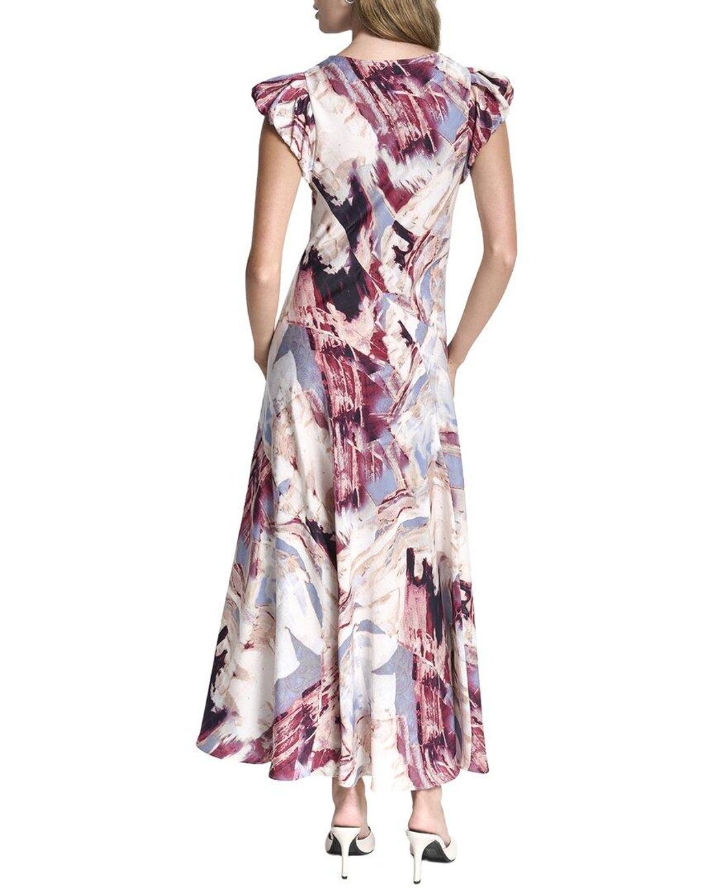 DKNY Purple Puff Sleeve Dress