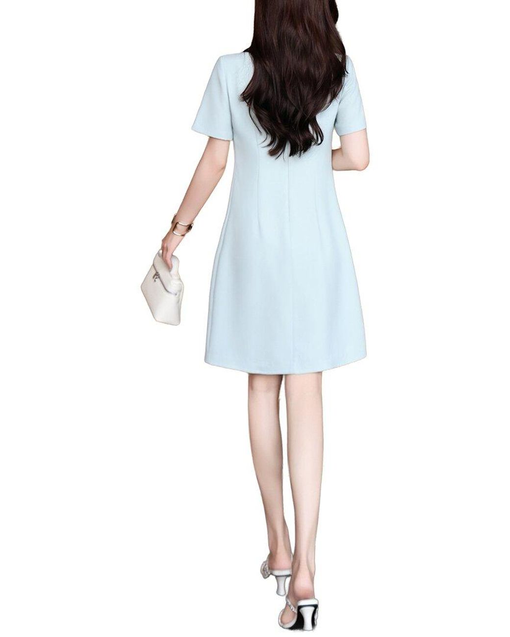 BURRYCO Blue Short Sleeve Aline Dress
