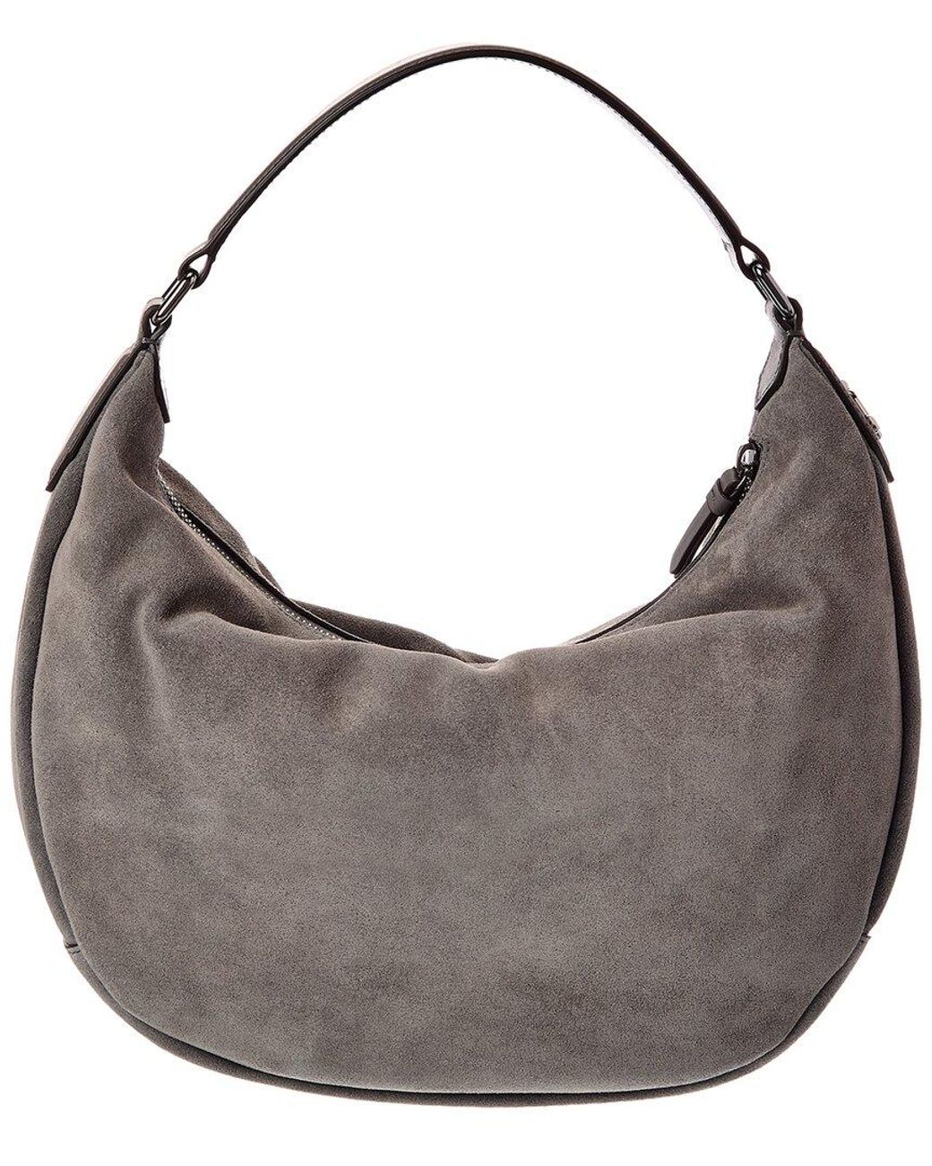Jimmy Choo Gray Bets Medium Suede Hobo Bag