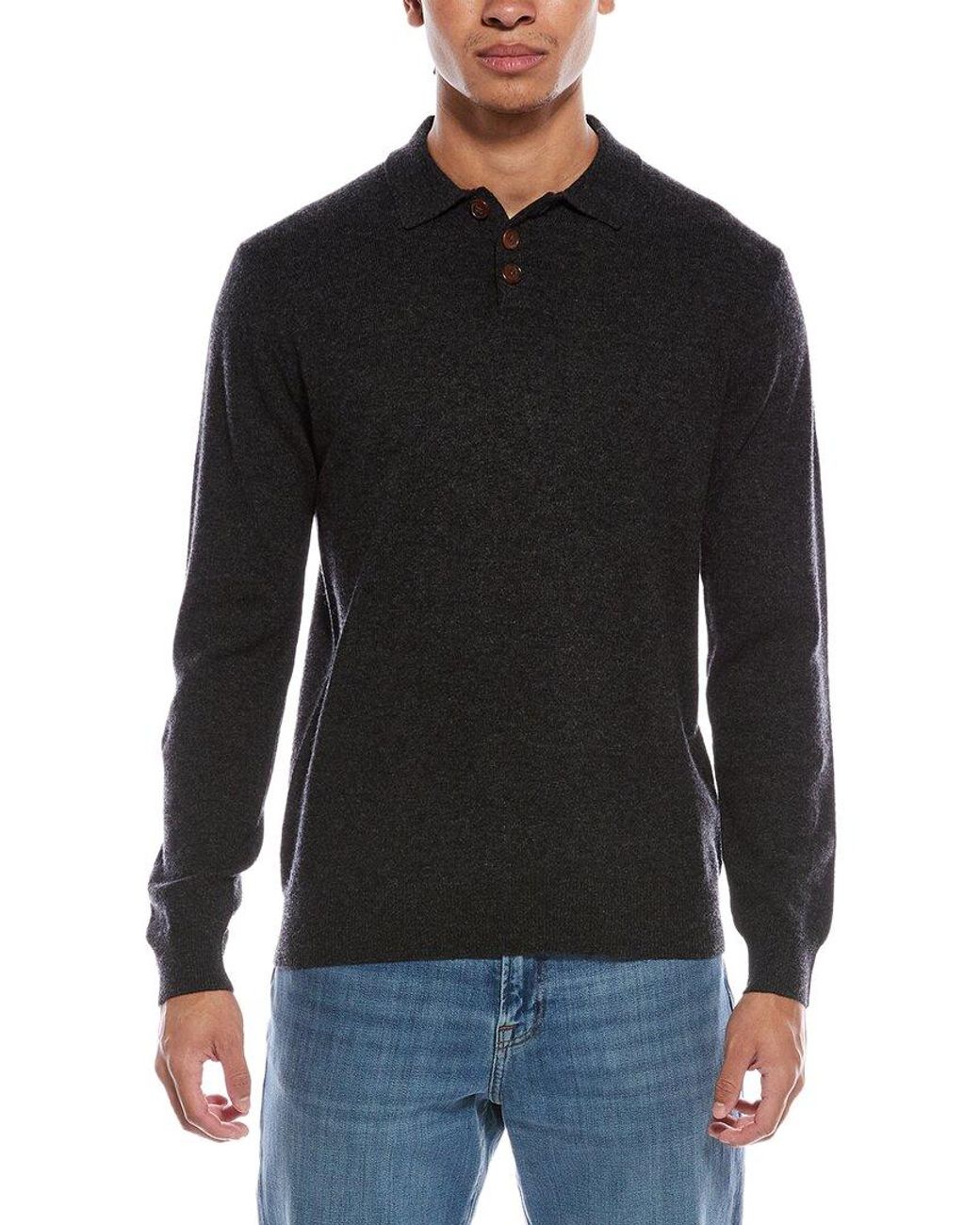Brodie Cashmere Black Wool & Cashmere-Blend Trophy Neck Sweater for men