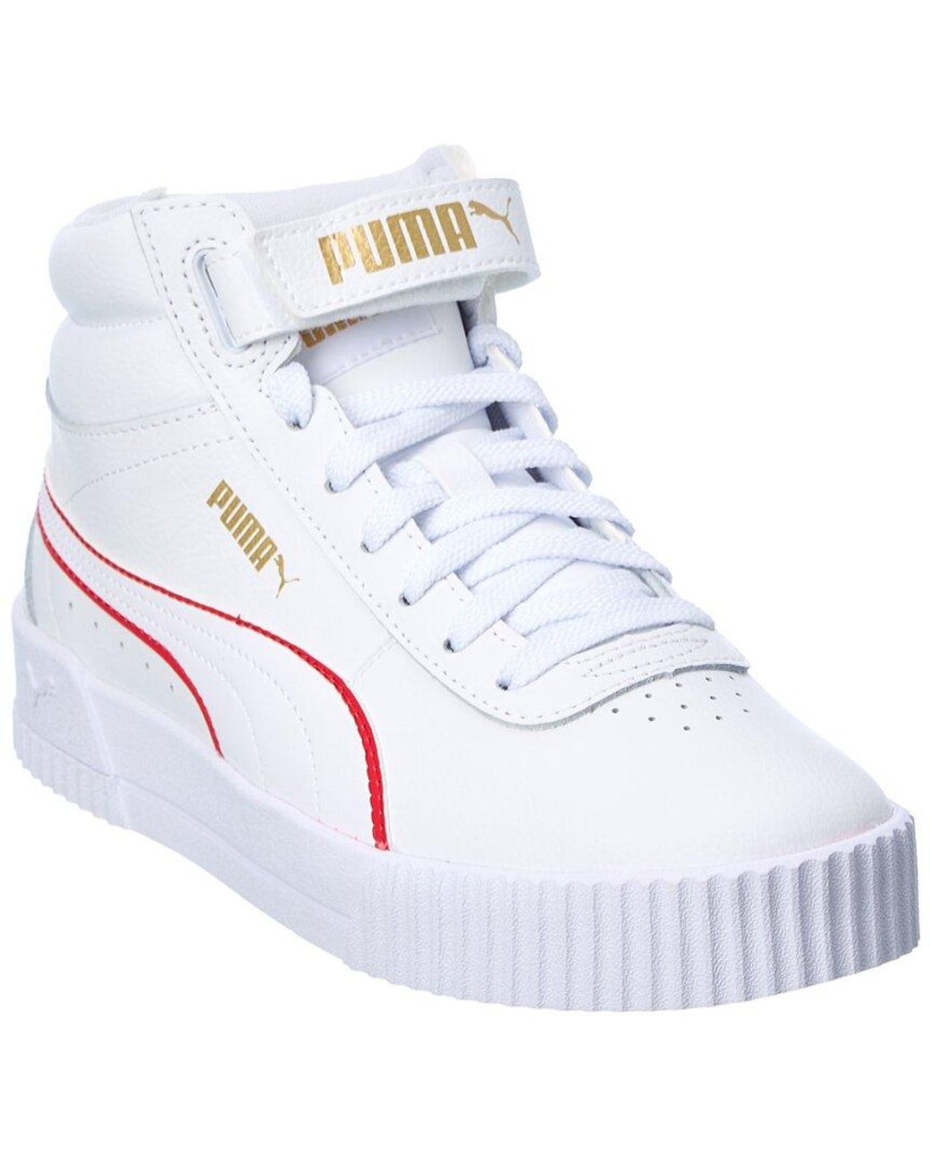 PUMA Carina Mid Logo Block Leather Sneaker in White | Lyst Australia