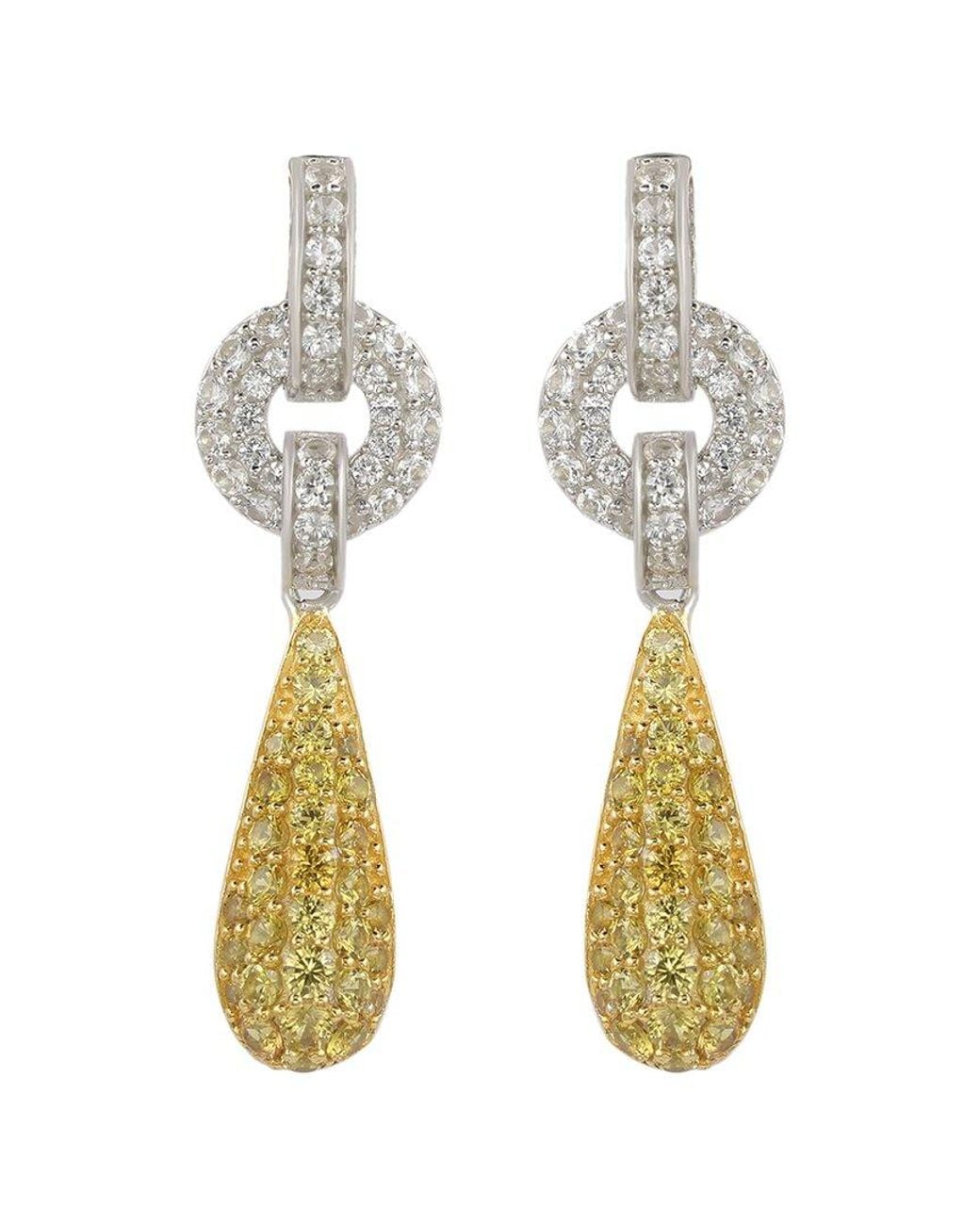 Suzy Levian White 0.02 Ct. Tw. Diamond & Sapphire Drop Earrings