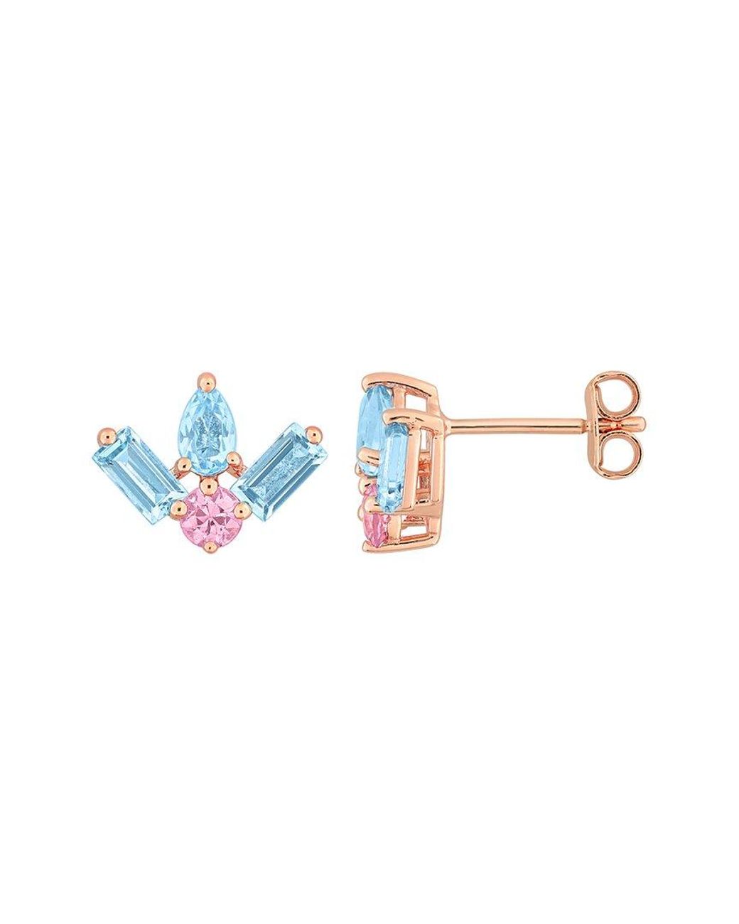 Rina Limor White 1.79 Ct. Tw. Topaz, Sapphire Floral Stud Earrings