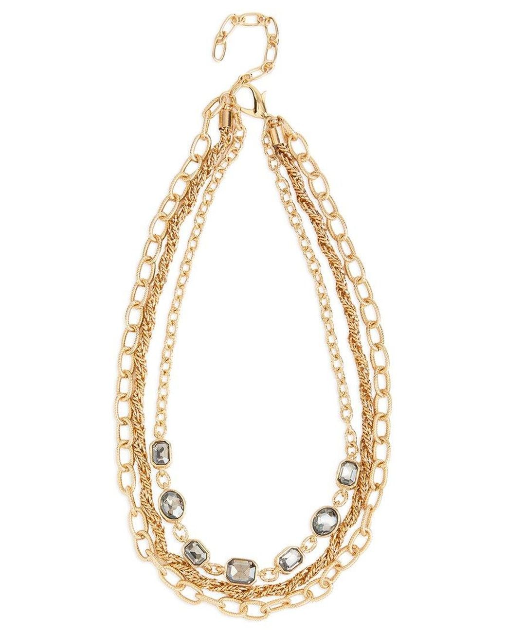Saachi Metallic 14K Crystal Cascade Chain Necklace