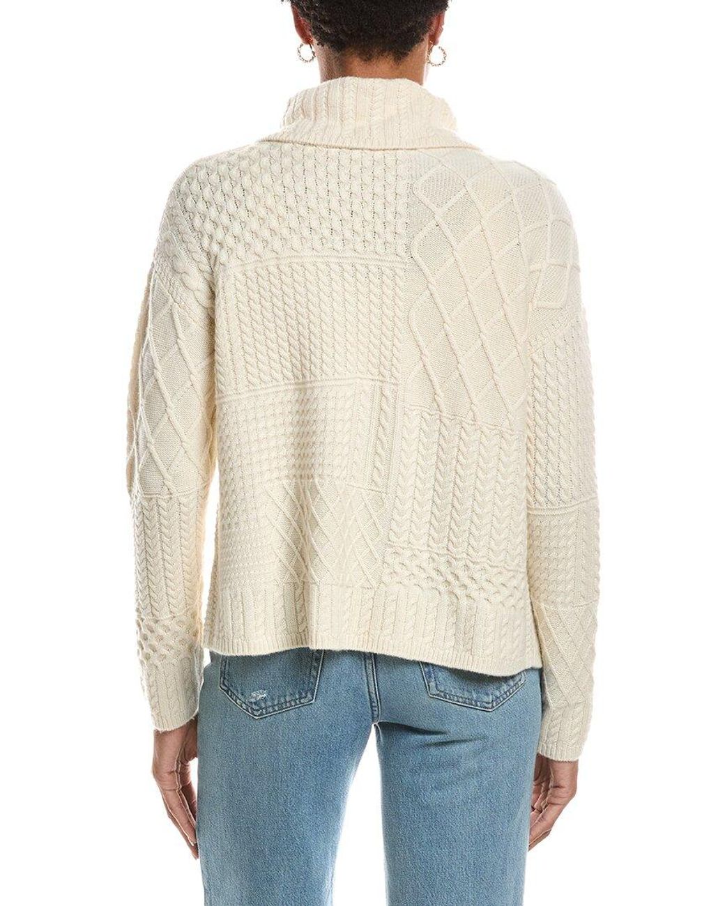 InCashmere White Textured Wool & Cashmere-Blend Wrap Sweater