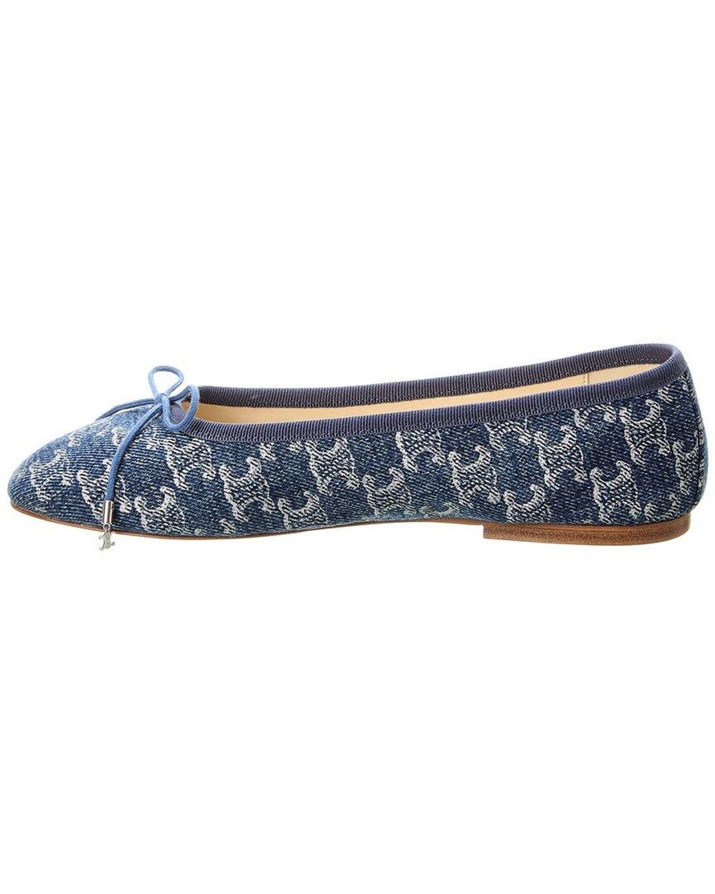 Celine Denim Ballet Flat in Blue Lyst