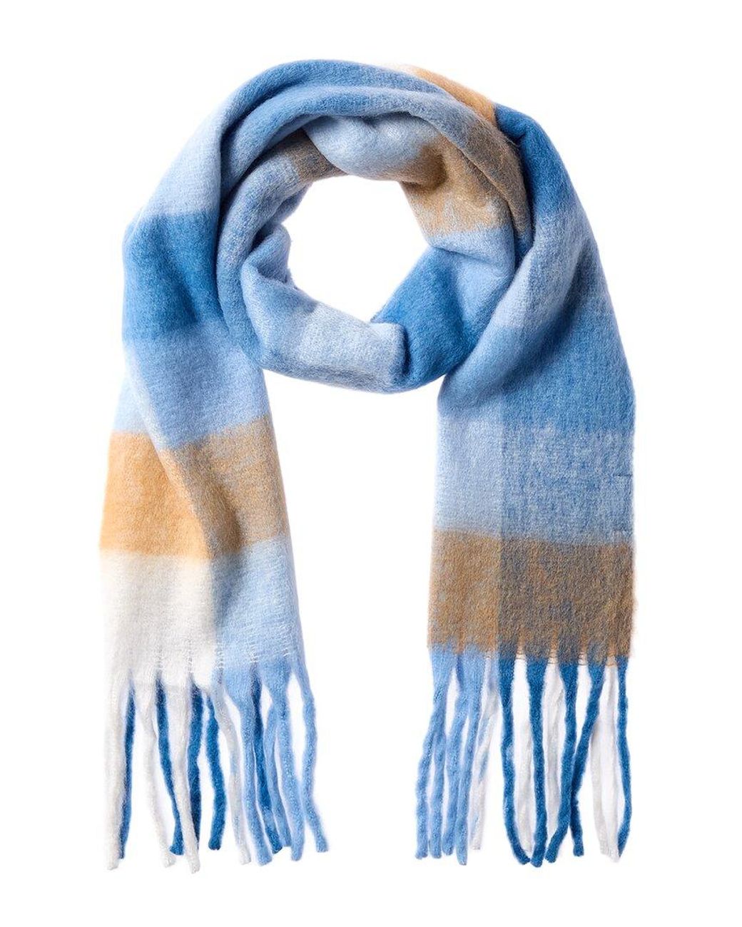 La Fiorentina Blue Plush Fringe Scarf