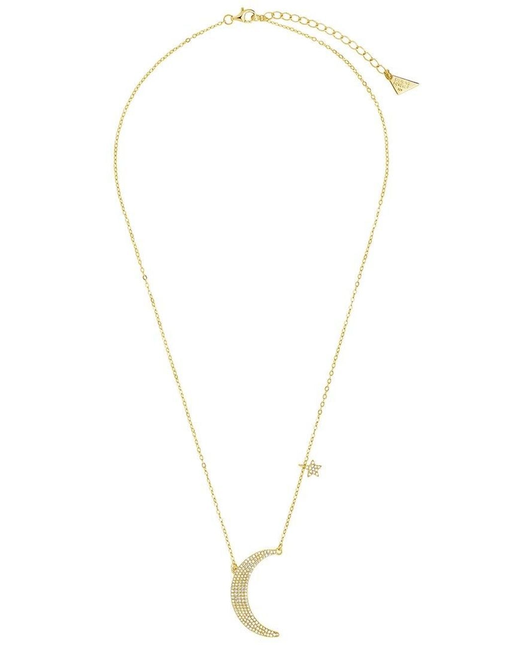 Sterling Forever Metallic Cz Crescent Necklace