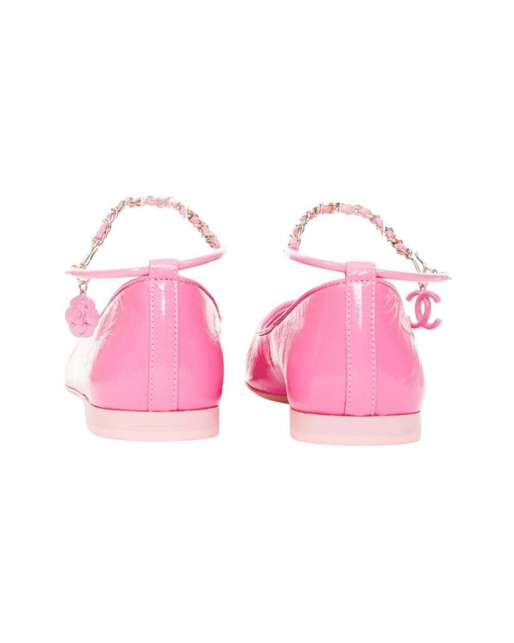 Chanel Pink Leather Ankle Chain Cc Charm Flat (Authentic Pre-Loved)