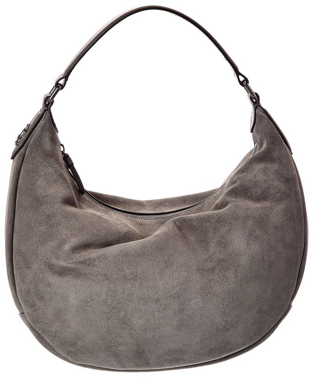 Jimmy Choo Gray Bets Medium Suede Hobo Bag