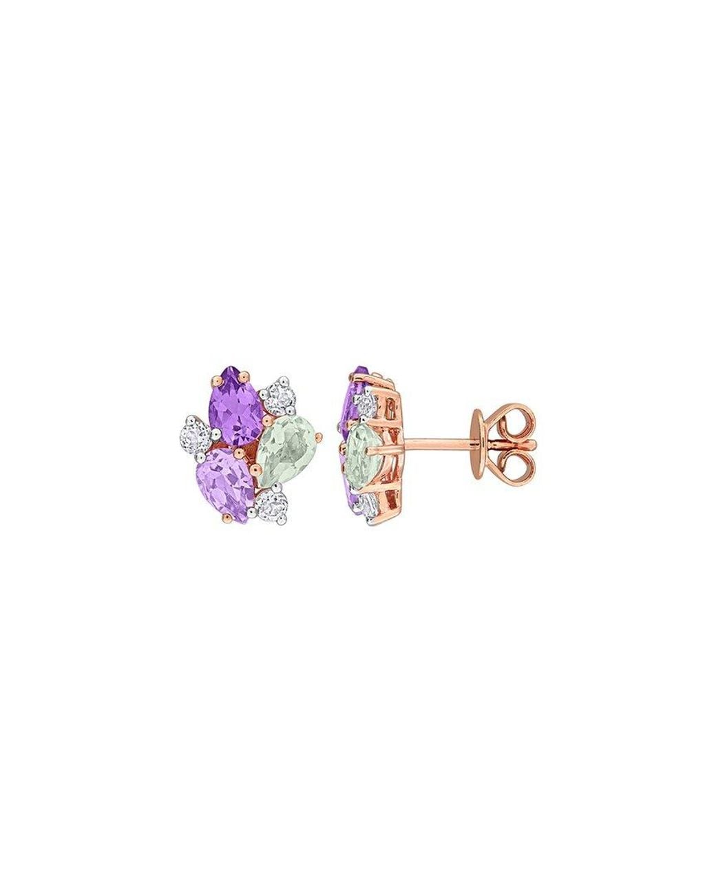 Rina Limor Pink Rose-Plated 2.58 Ct. Tw. Gemstone Earrings