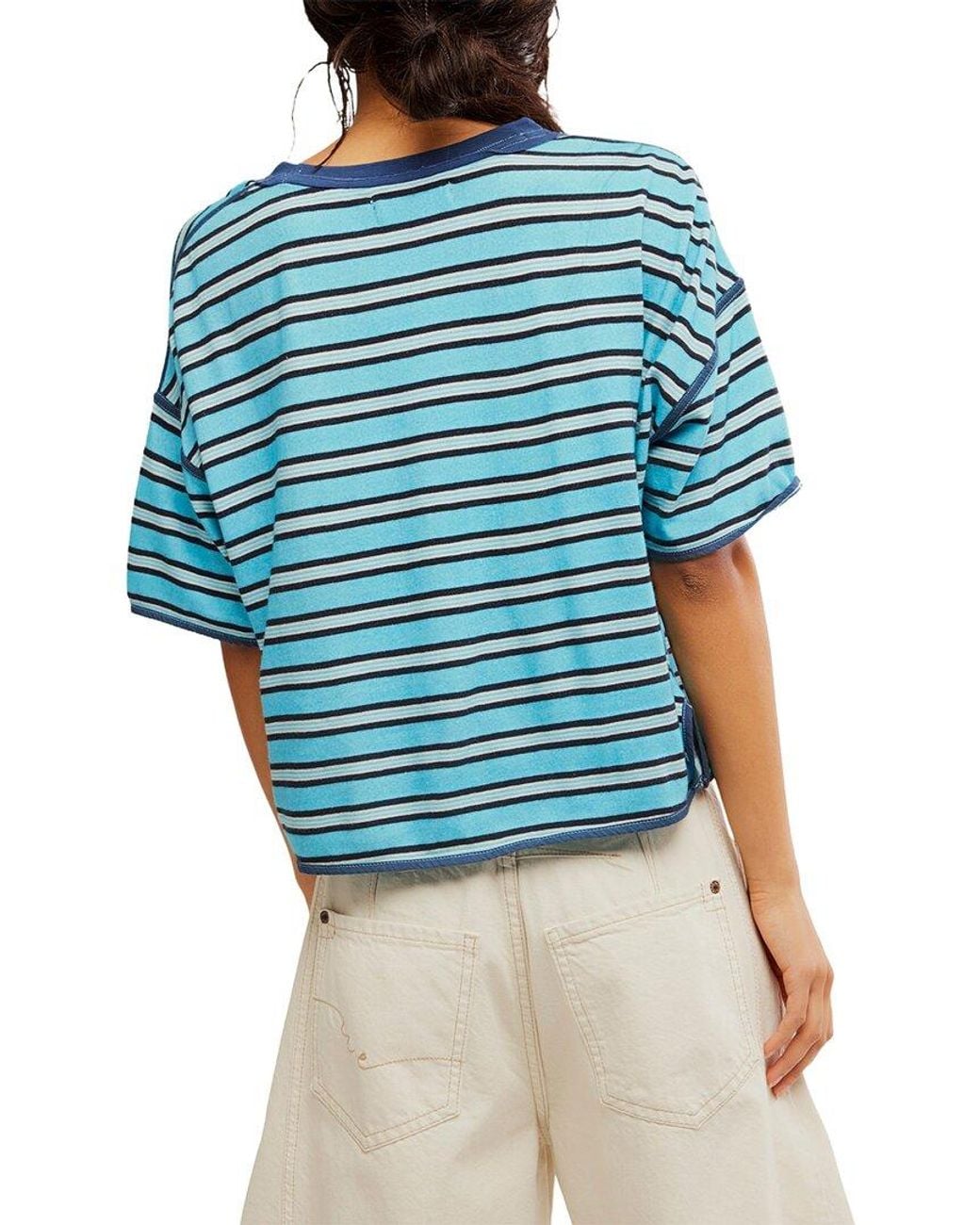 Free People Blue Clean Rugby Top