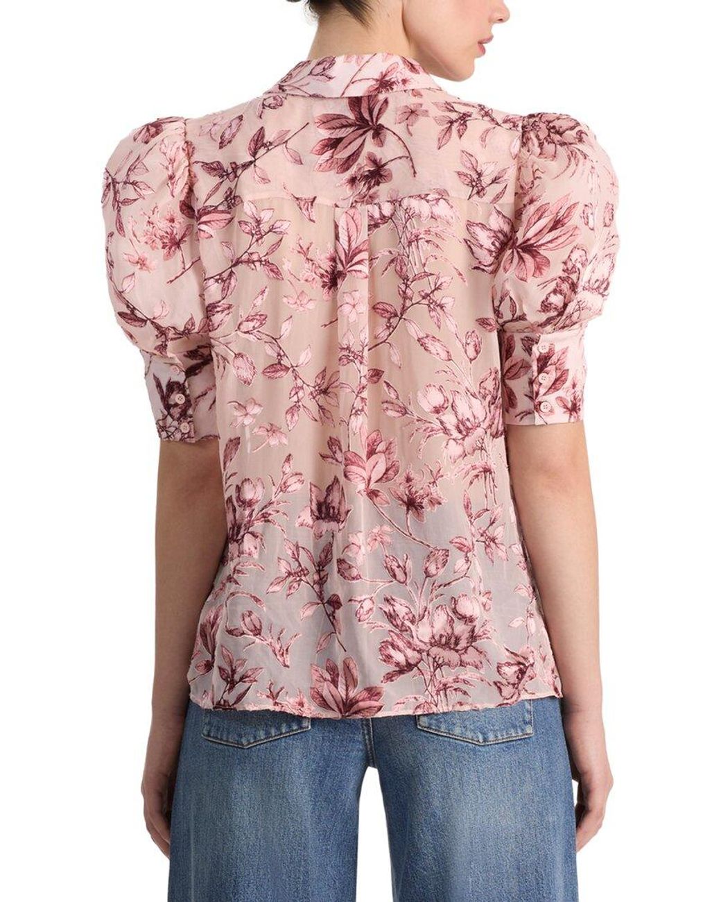 Alice + Olivia Blue Willa Silk-Blend Top