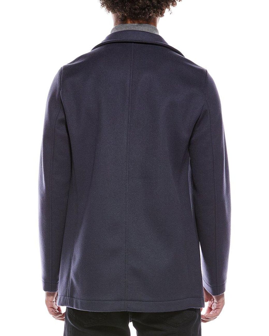 Herno Blue Wool & Cashmere-Blend Coat for men