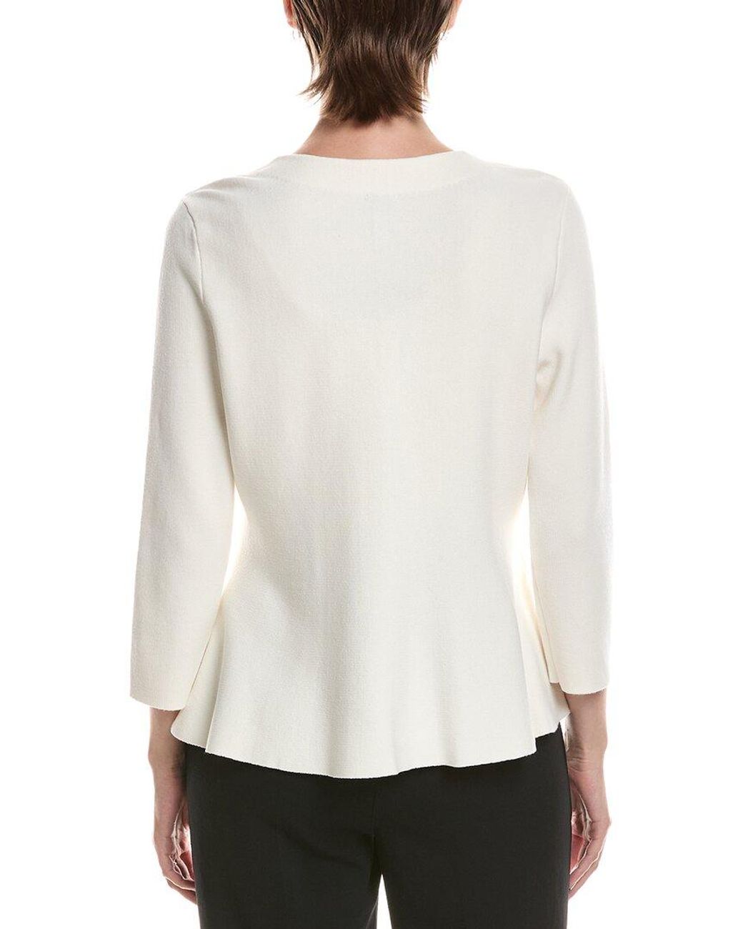 Anne Klein White V-Neck Peplum Jacket