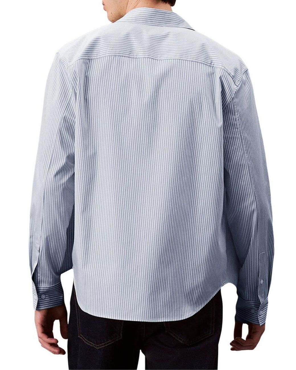 Calvin Klein Blue Satin Relaxed Shirt for men