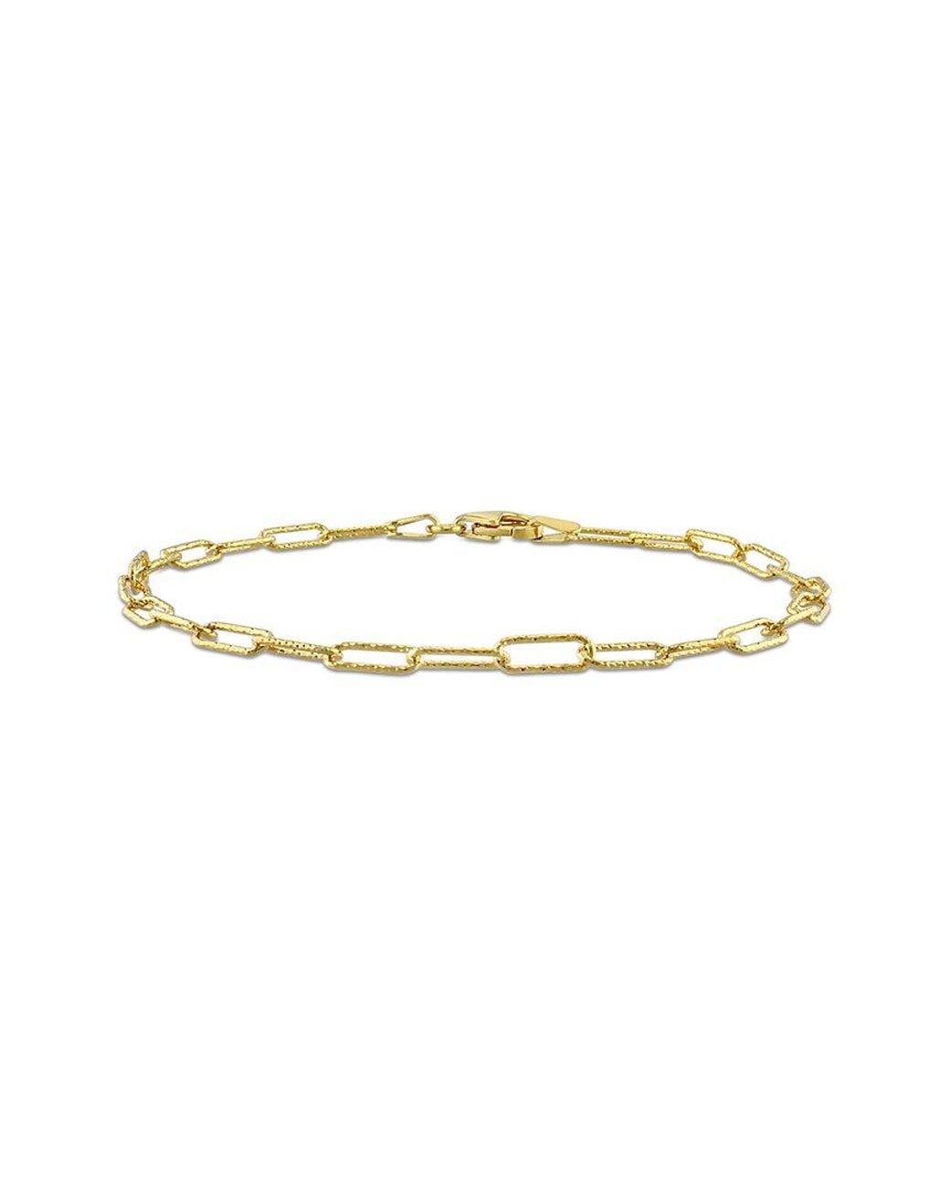 Italian Silver Metallic 18K Over Paperclip Chain Bracelet