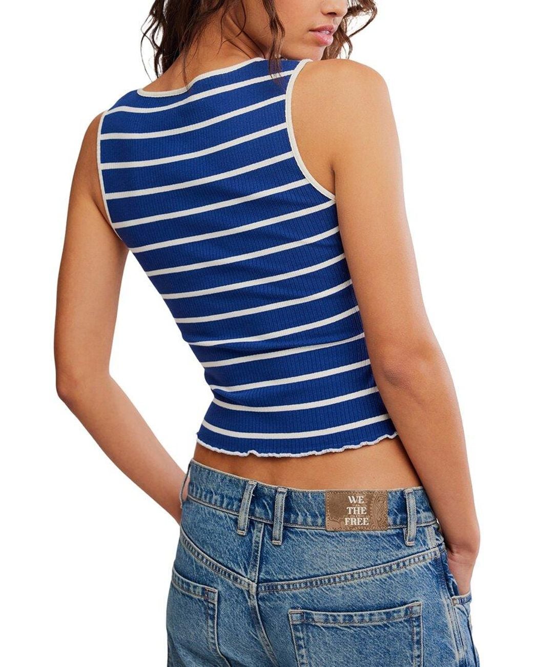 Free People Blue Tilly Striped Top