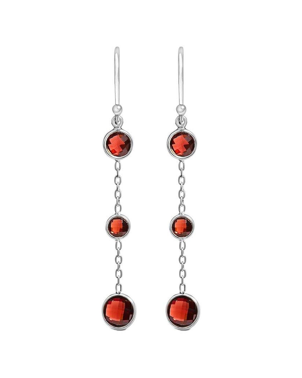 Haus of Brilliance White Colorful Gemstones 0.96 Ct. Tw. Garnet Dangle Earrings