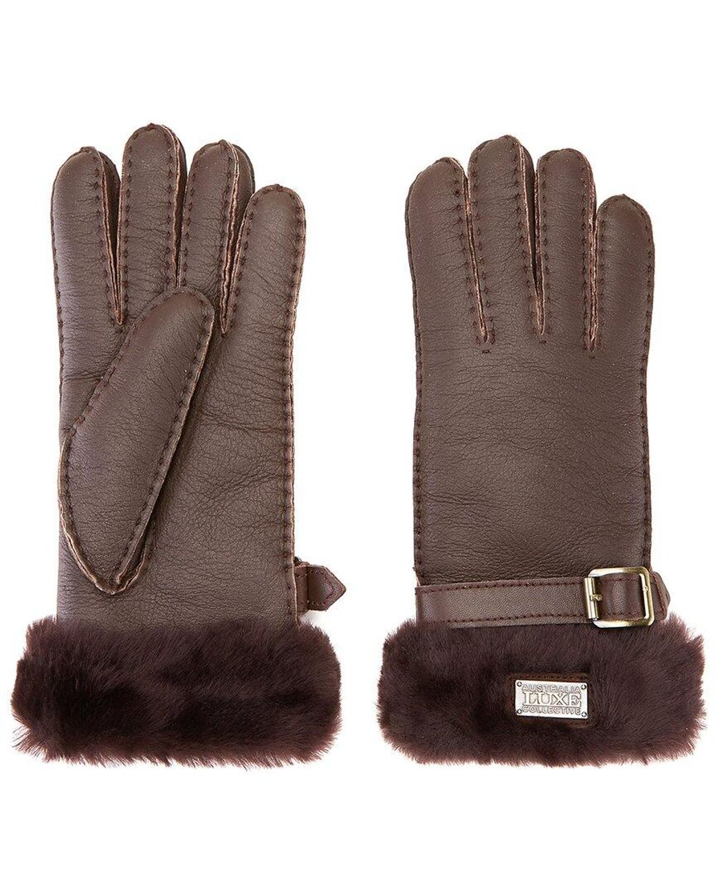 Australia Luxe Brown Sheepskin Cuff Gloves