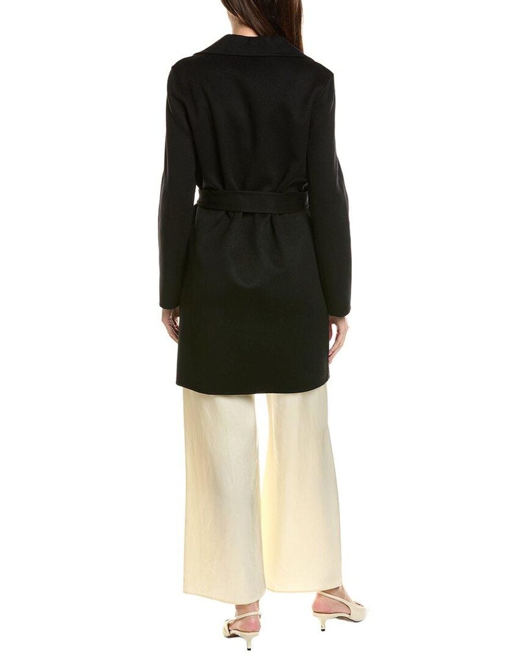 Sofiacashmere Black Sofiacashmere Doubleface Notch Lapel Wool & Cashmere-Blend Coat