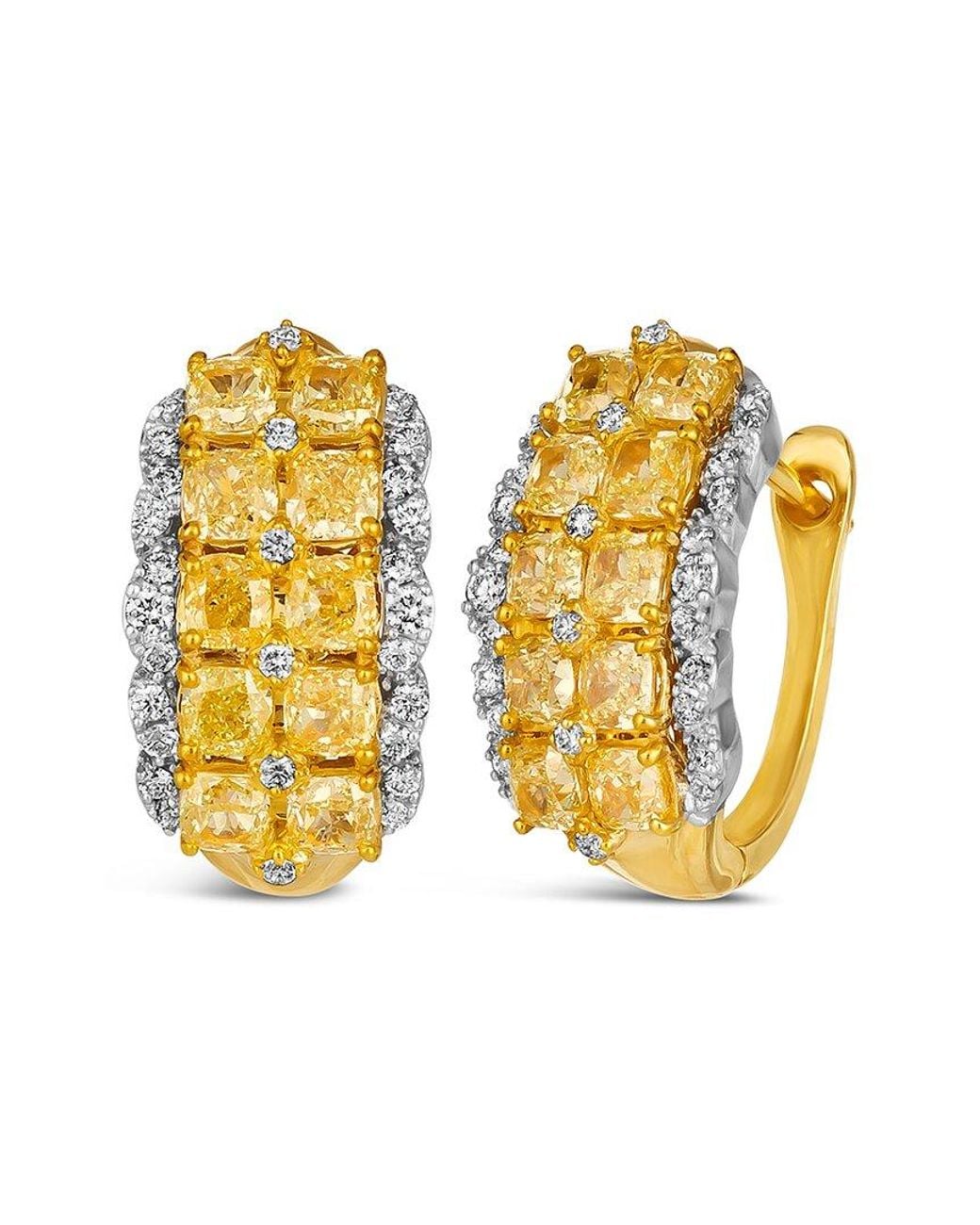 Le Vian Multicolor Scallop 14K Two-Tone 3.92 Ct. Tw. Diamond Earrings