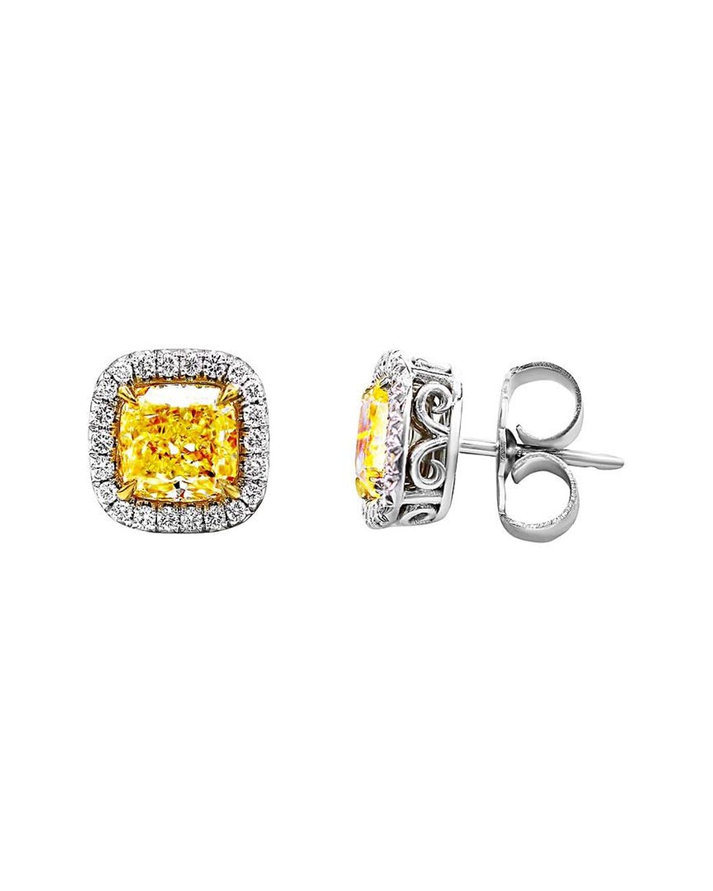 Diana M Metallic Fine Jewelry 18K & Platinum 4.42 Ct. Tw. Diamond Studs