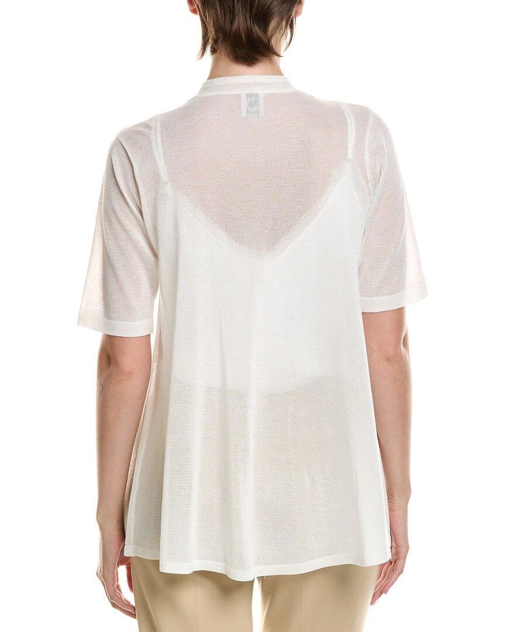 Anne Klein Green Petite Semi Sheer Short Sleeve Cardigan
