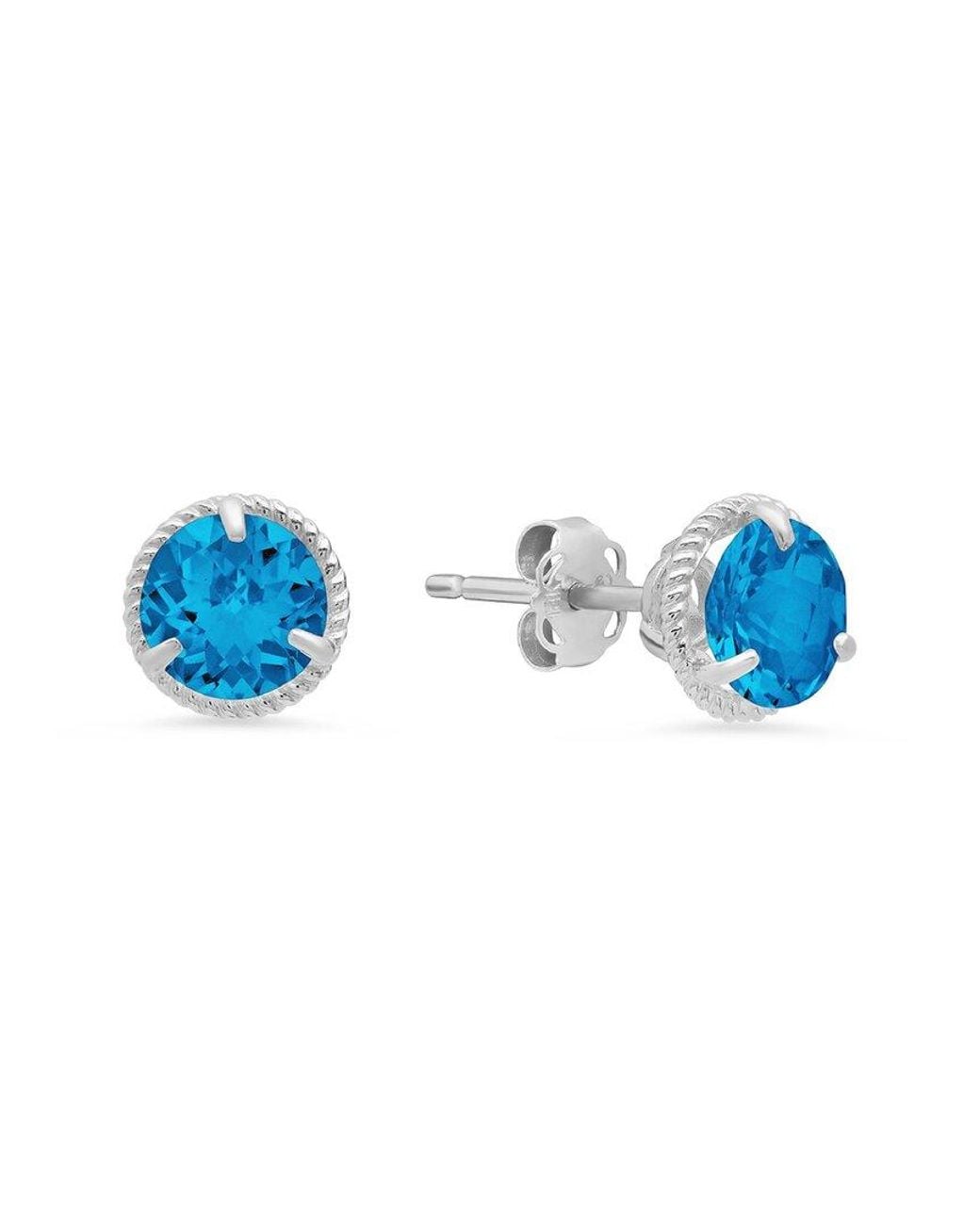 MaxColor Blue 14K 1.50 Ct. Tw. Topaz Halo Studs