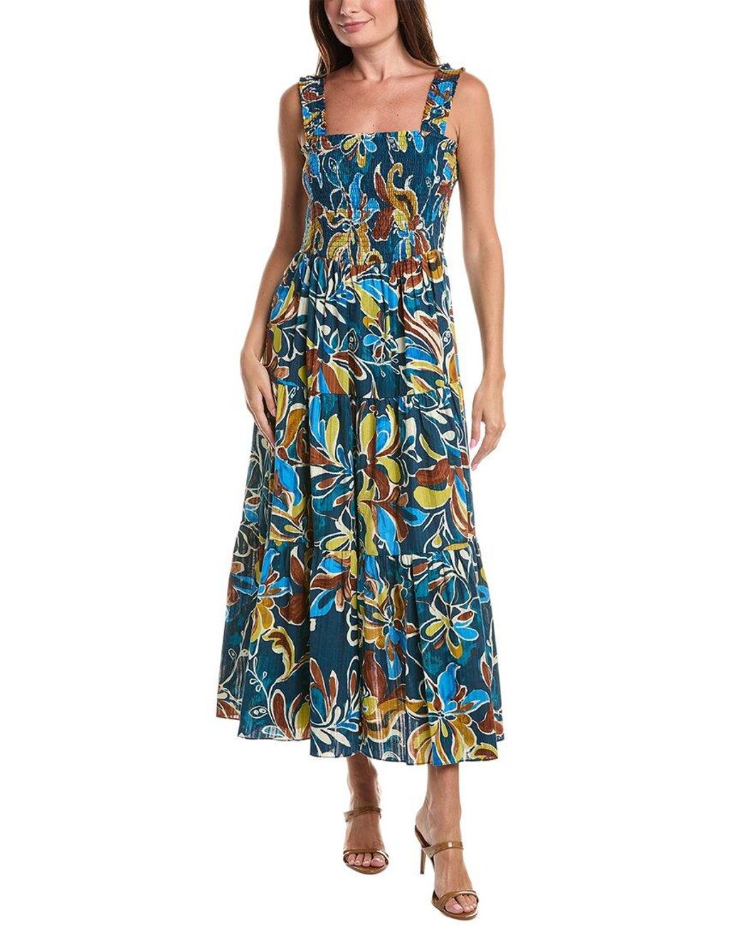 Anne Klein Blue Smocked Bodice Patio Dress