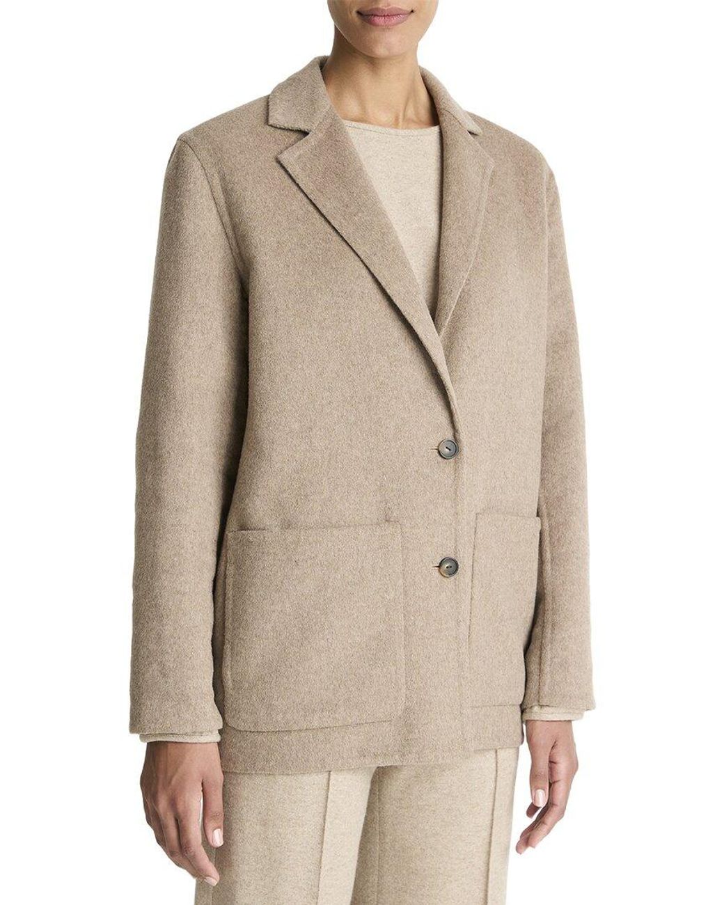 Vince Natural Double Faced Wool & Cashmere-Blend Cardi Blazer