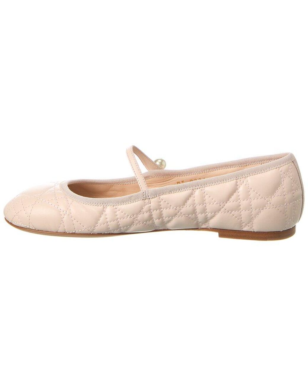 Dior Quilted Leather Pearl Ballerina Flats in Pink | Lyst